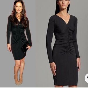 Narciso Rodriguez x Design Nation Black Ruched LBD Bodycon Slinky Dress Size XS